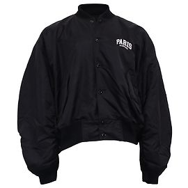 Chaqueta bomber oversized Balenciaga Paris en nylon negro Negro