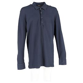 Polo de manga longa Loro Piana em algodão azul marinho Azul Azul claro