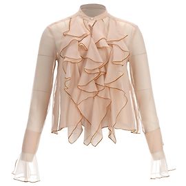 See by Chloé Bluse mit Mock Neck und langen Ärmeln aus beiger Viskose Beige