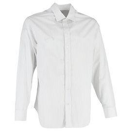 Camicia a righe a maniche lunghe Giorgio Armani in cotone bianco Bianco Crudo