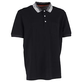 Polo de algodón negro con cuello de chevron Missoni Multicolor