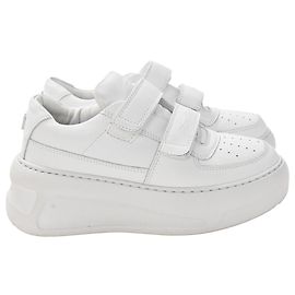 Plattform-Sneaker mit Klettverschluss aus weißem Rindsleder von Acne Studios Weiß Roh