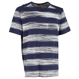 Camiseta de cuello redondo a rayas Missoni con bolsillo en algodón azul marino Azul Azul marino