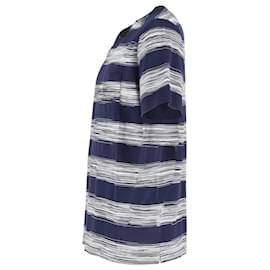 Missoni- Missoni Striped Crewneck T-Shirt with Pocket in Navy Blue Cotton-Blue,Navy blue