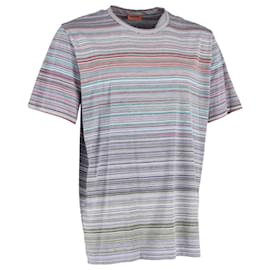 Missoni- Missoni Striped Crewneck T-Shirt in Multicolor Cotton-Multiple colors