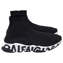Balenciaga-Tênis Speed Graffiti Balenciaga em poliéster preto-Preto