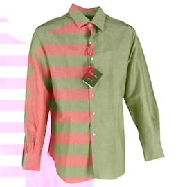 Loro Piana- Loro Piana Long Sleeve Shirt in Coral Linen-Orange,Coral