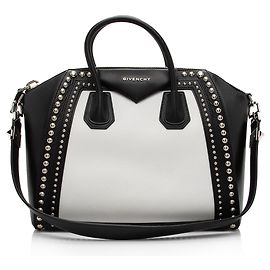 Bolsa Antigona média em couro de bezerro bicolor com studs Givenchy Preto