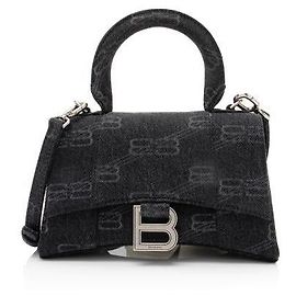 Balenciaga BB Monogram Denim Hourglass XS Top Handle Noir