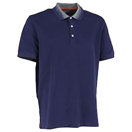 Missoni-Missoni Chevron Collar Polo Shirt in Navy Blue Cotton-Blue,Navy blue