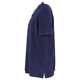 Missoni-Missoni Chevron Collar Polo Shirt in Navy Blue Cotton-Blue,Navy blue