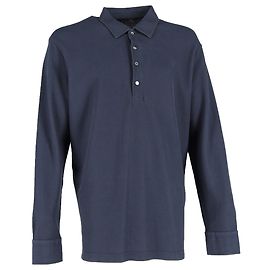 Loro Piana Langarm-Polo-Shirt aus navyblauer Baumwolle Blau Marineblau