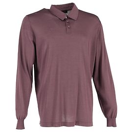 Polo a maniche lunghe Loro Piana in cotone bordeaux Rosso Bordò