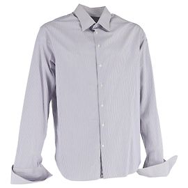 Camicia a righe a maniche lunghe Giorgio Armani in cotone grigio Multicolore