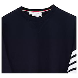 Thom Browne-Thom Browne 4-Bar Crewneck Sweatshirt in Navy Blue Cotton-Blue,Navy blue