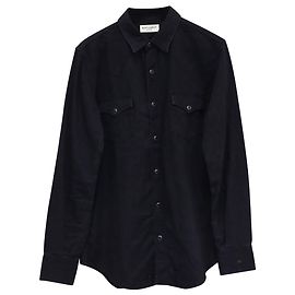 Camicia Western Classica Saint Laurent in Denim Nero Nero