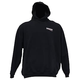 Balenciaga-Hoodie em algodão preto com logo de campanha política desgastado da Balenciaga-Preto