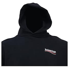 Balenciaga-Hoodie em algodão preto com logo de campanha política desgastado da Balenciaga-Preto