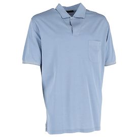 Loro Piana Kurzarm-Polo mit Tasche aus blauer Baumwolle Blau Hellblau