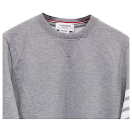 Thom Browne-Thom Browne 4-Bar Crewneck Sweatshirt in Grey Cotton	-Grey