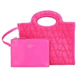 Bolsa de ombro aberta Valentino Garavani VLogo Monogram The Third Rosa