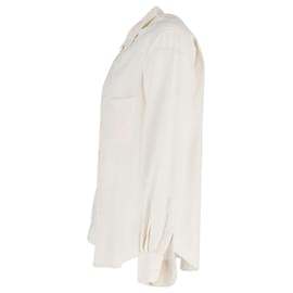 Loro Piana-Loro Piana Andre Long Sleeve Shirt in Cream Silk-White,Cream