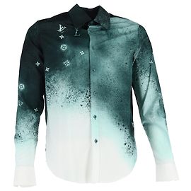 Louis Vuitton Spray Paint Monogram Print Shirt in Green Cotton Green