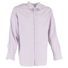 Camisa de manga larga con estampado de cuadros en algodón rosa de Giorgio Armani Multicolor