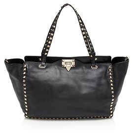 Valentino Garavani Valentino Leder Rockstud Medium Tote Schwarz