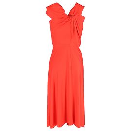 Victoria Beckham asymmetrisches Kleid mit drapierten Kurzärmeln aus rotem Polyester Rot