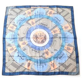 Hermès Foulard in seta Hermes Jeu des Omnibus et Dames Blu Multicolore