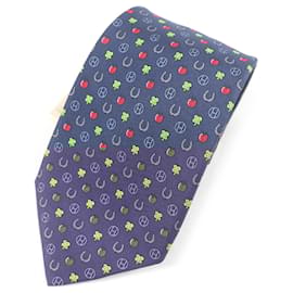 Hermès-Hermes Silk H606012T Tie Made in France-Red,Blue