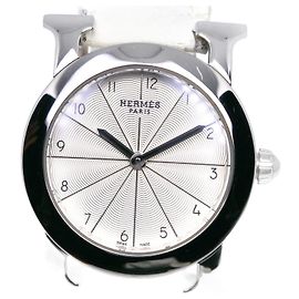 Hermès Montre H Hermes en acier inoxydable cuir quartz Argenté