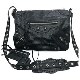Balenciaga Black Leather Backpack Black