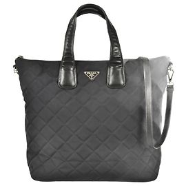 Prada Stepp-Tote-Bag Schwarz