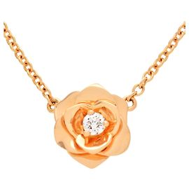 Colar Piaget Rose com diamante Rosa