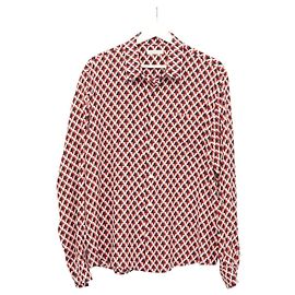 VALENTINO Camicia a maniche lunghe in seta rossa navy Auth ym053M Rosso Blu navy