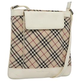 Burberry Nova Check Schultertasche aus Canvas Beige Silber Authentisch 127446 Silber Beige