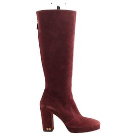 Dior Bottes en daim bordeaux Bordeaux
