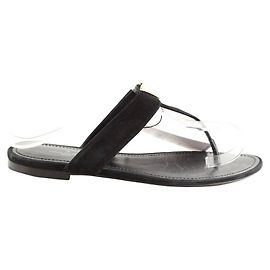 Louis Vuitton Schwarze Wildlederflip-Flops Schwarz