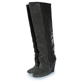 Isabel Marant, anthracite wedge boots Black Grey