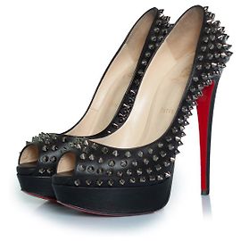 Christian Louboutin, black lady spike peep toe pump Black
