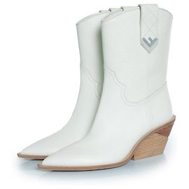 Fendi, botas de cowboy de couro brancas até o tornozelo Branco
