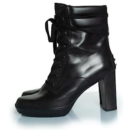 Tod's-Tod’s, black leather lace up boots-Black