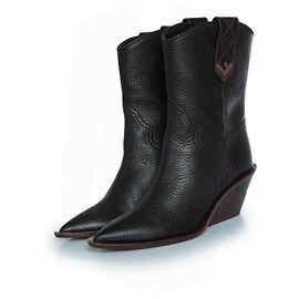 Fendi, botas de cuero vaqueras negras hasta el tobillo Negro