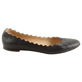 Chloé Black leather ballet flats Black