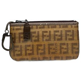 Vintage Fendi Monogram Leather card holder brown Brown