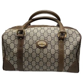 Vintage Gucci Plus Monogramm Leder Mini Boston Tasche braun grau Grau