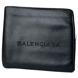 Vintage Balenciaga Flapable leather wallet black Black