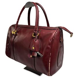 Bolso de cuero burdeos Mini Boston Vintage Cartier Burdeos